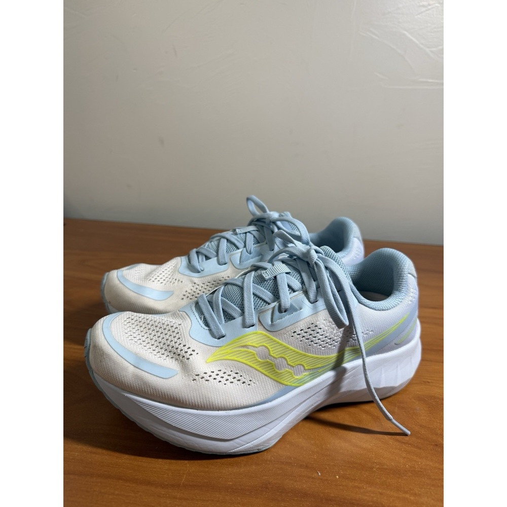 Saucony Women's Light Blue and Yellow Athletic Running Sneakers